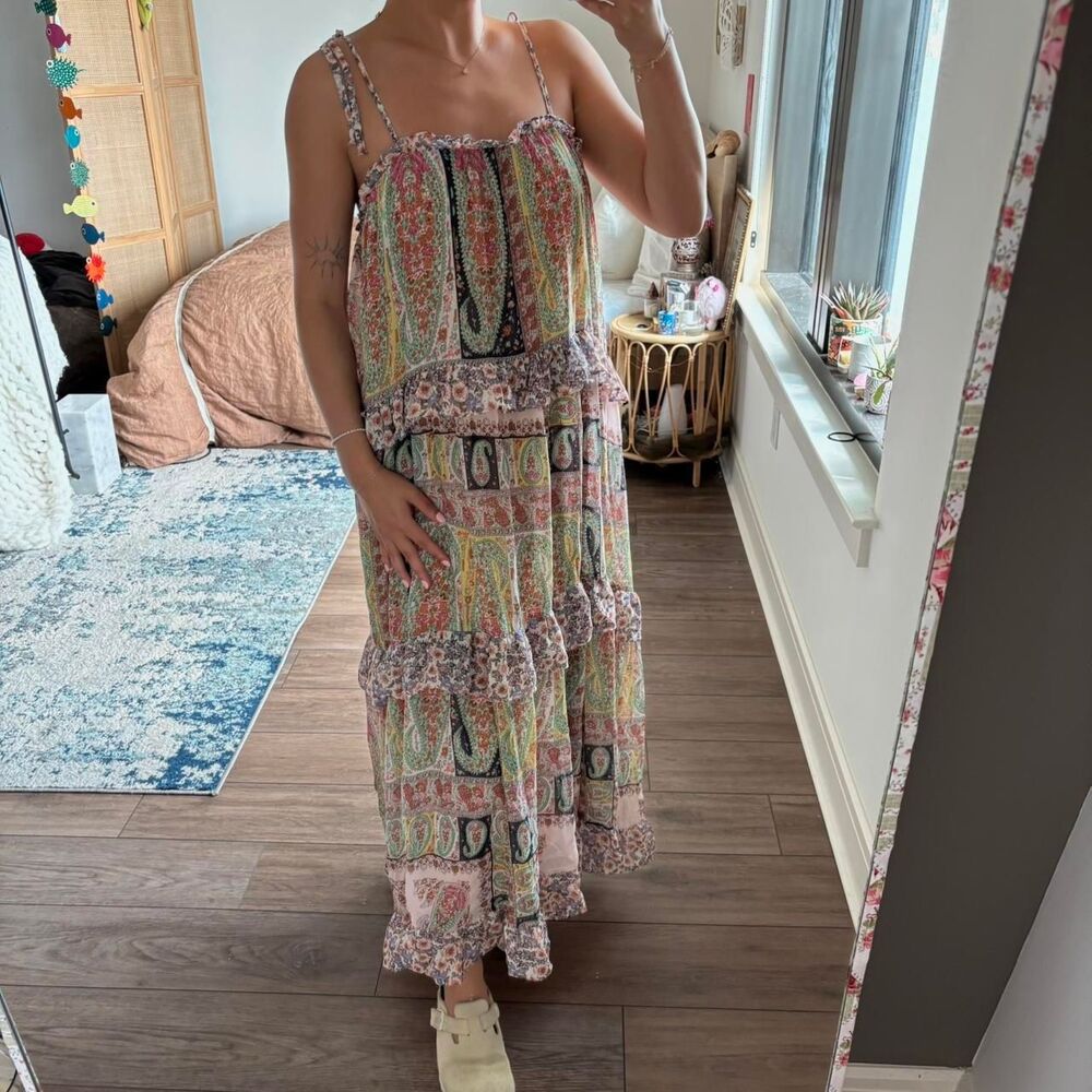 GIGIO usa tiered floral patched boho maxi dress size large